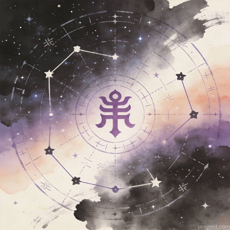 紫微斗数紫微星帝星临命星盘图案水墨风格
