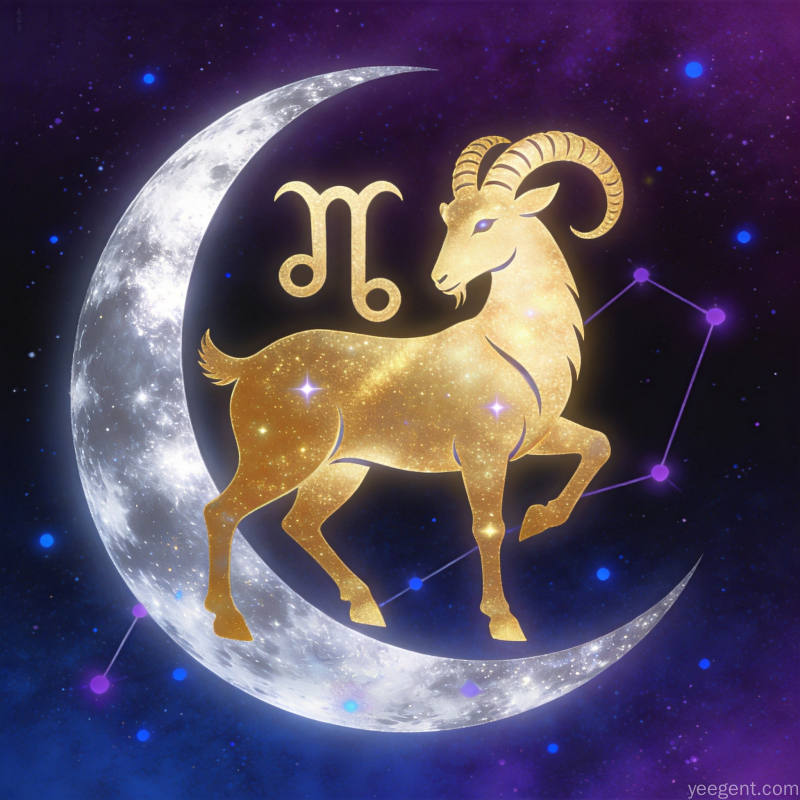 月亮与山羊星座配对符号渐变光效设计