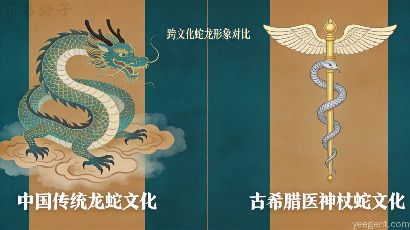 跨文化视角下东西方蛇龙意象的对比插画