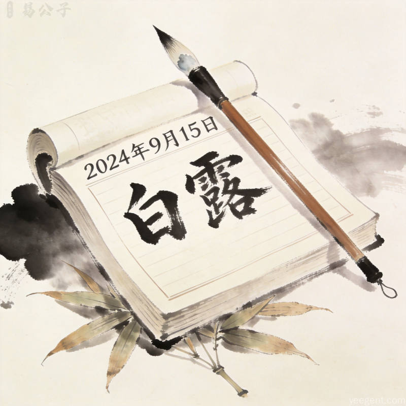 传统历书与毛笔静物构图,水墨留白背景古朴典雅