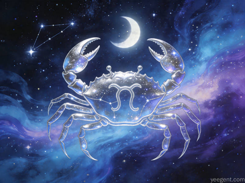 巨蟹星象解析示意图：月光银蓝色调的星象的视觉效果展现