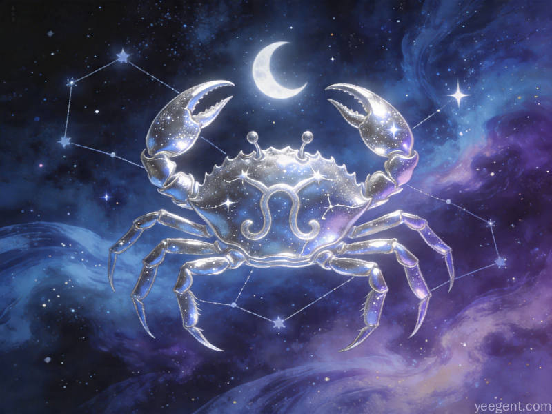 巨蟹星象解析示意图：月光银蓝色调的星象的视觉效果展现