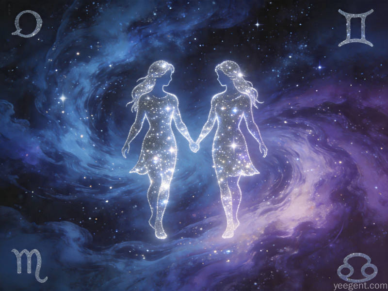 双子星象解析示意图：灵动变幻双色调的星象的视觉效果展现