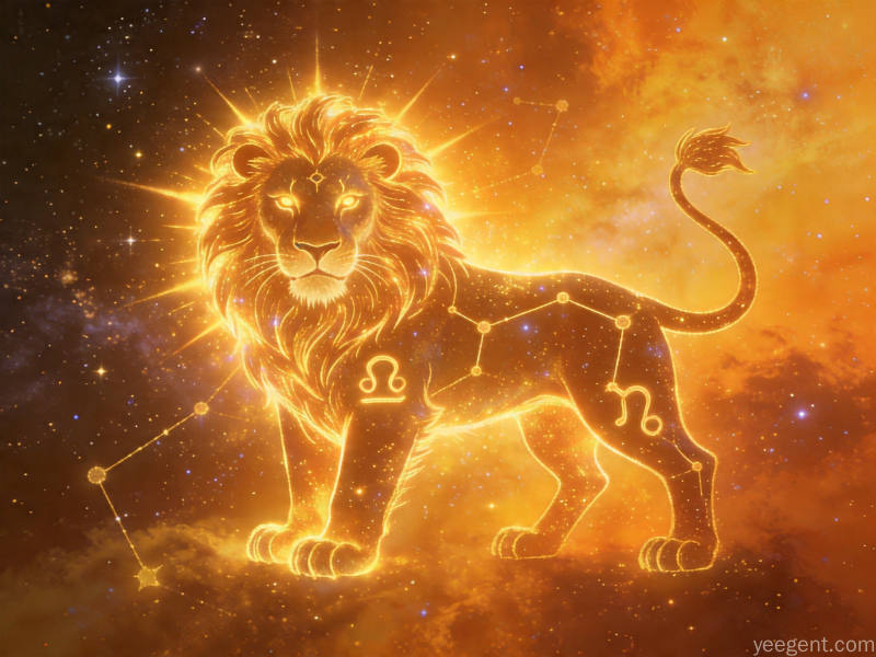 狮子星象解析示意图:金色光芒王者格调的星象的视觉效果展现