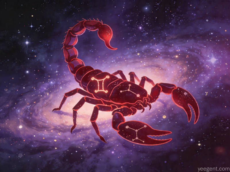 天蝎星象解析示意图:神秘暗紫色调的星象的视觉效果展现
