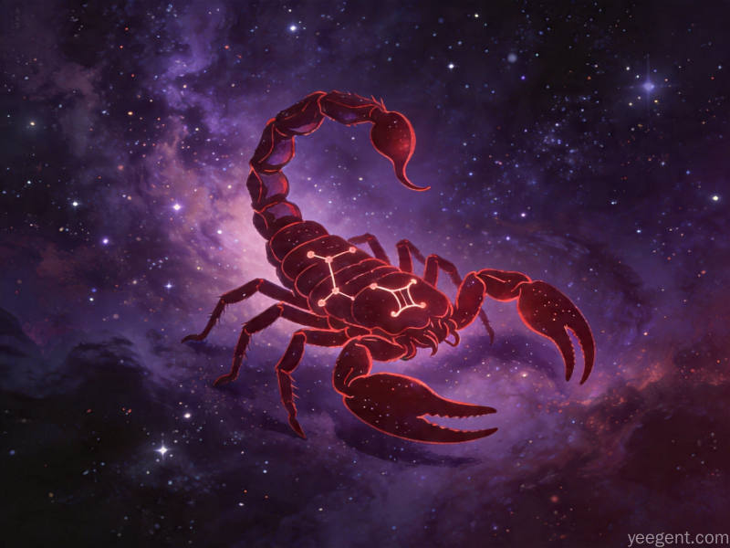 传统命理学天蝎文化图:天蝎座符号与深邃星河风格的概念插图