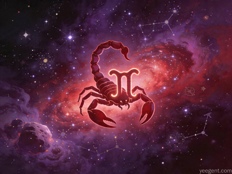 天蝎星象解析示意图:神秘暗紫色调的星象的视觉效果展现