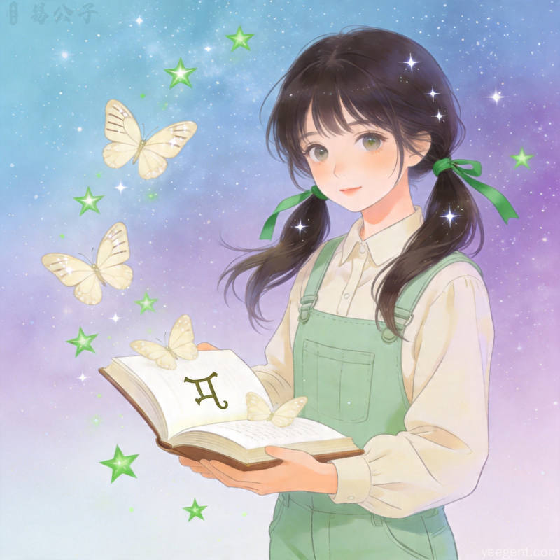 处女星象解析示意图：淡雅清新色调的星象的视觉效果展现
